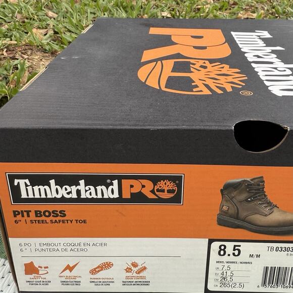 Men's Timberland PRO PIT BOSS 6" WHEAT Steel Toe Boots Safety Shoes Size 8.5 - Picture 11 of 11